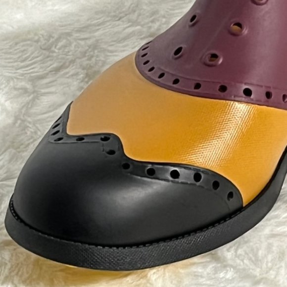 BIION Crimson Red, Black & Leather Oxford Golf Shoes Men SZ 8 - Picture 4 of 13